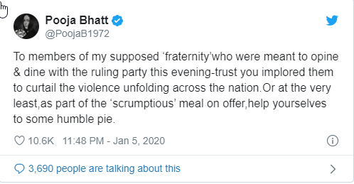 pooja bhatt jnu tweet