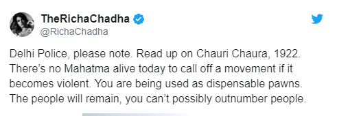 Richa Chadha Tweet